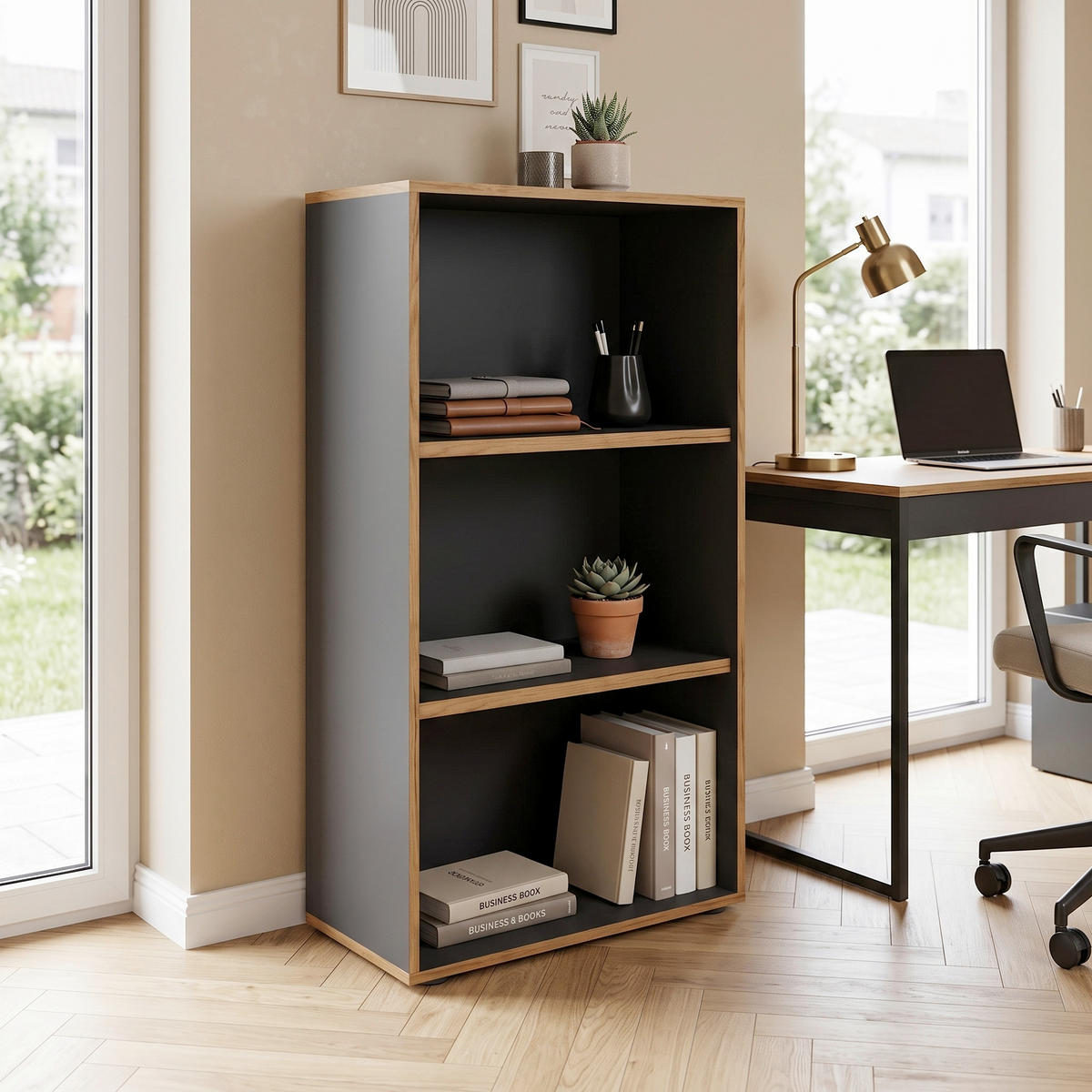 AKTENREGAL Anthrazit, Honigeiche  - Honigeiche/Anthrazit, Design, Holzwerkstoff/Kunststoff (60/110/33cm) - P & B