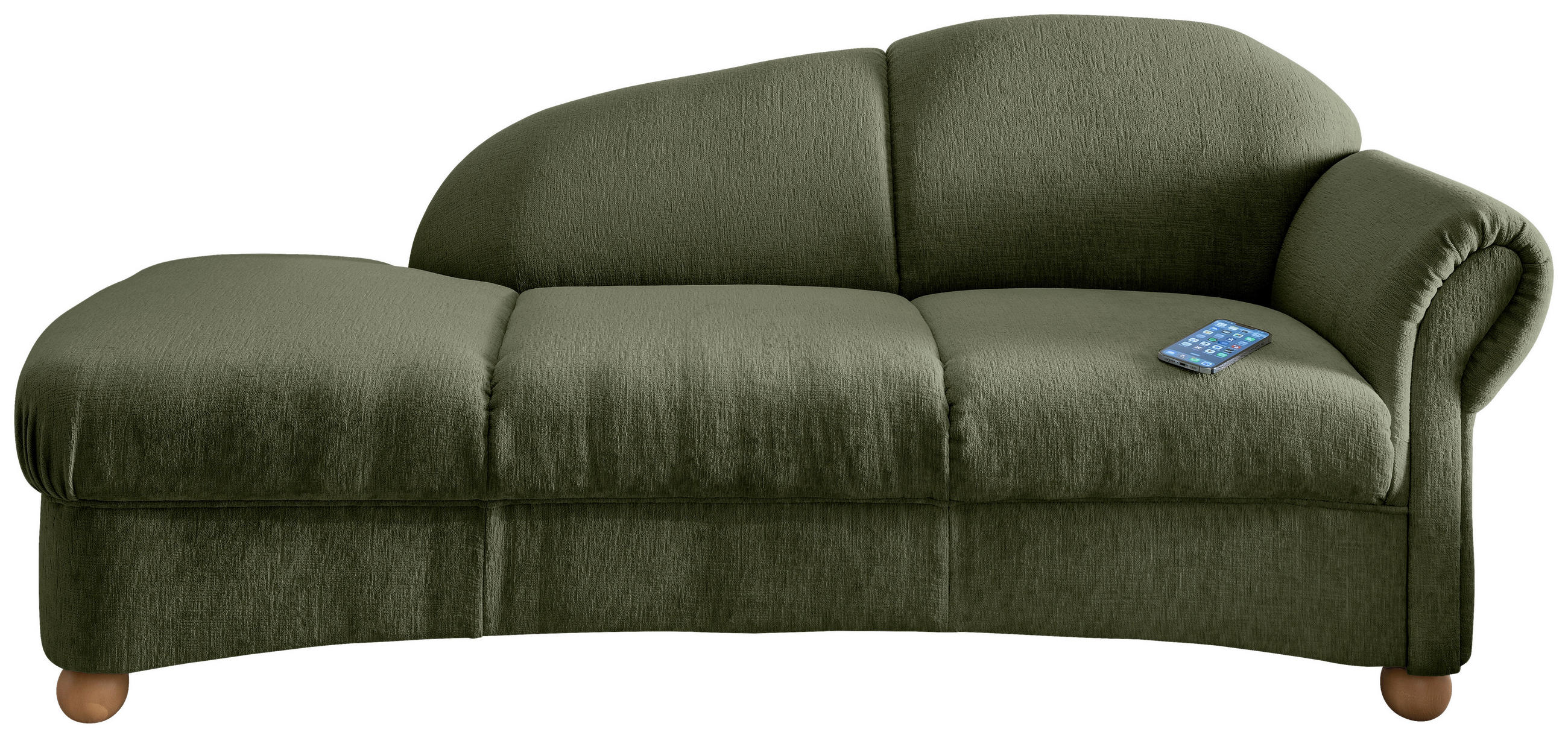 OTTOMANE Torello Mikrofaser Grün  - Wildeiche/Grün, KONVENTIONELL, Holz/Textil (190/84/86cm) - Livetastic