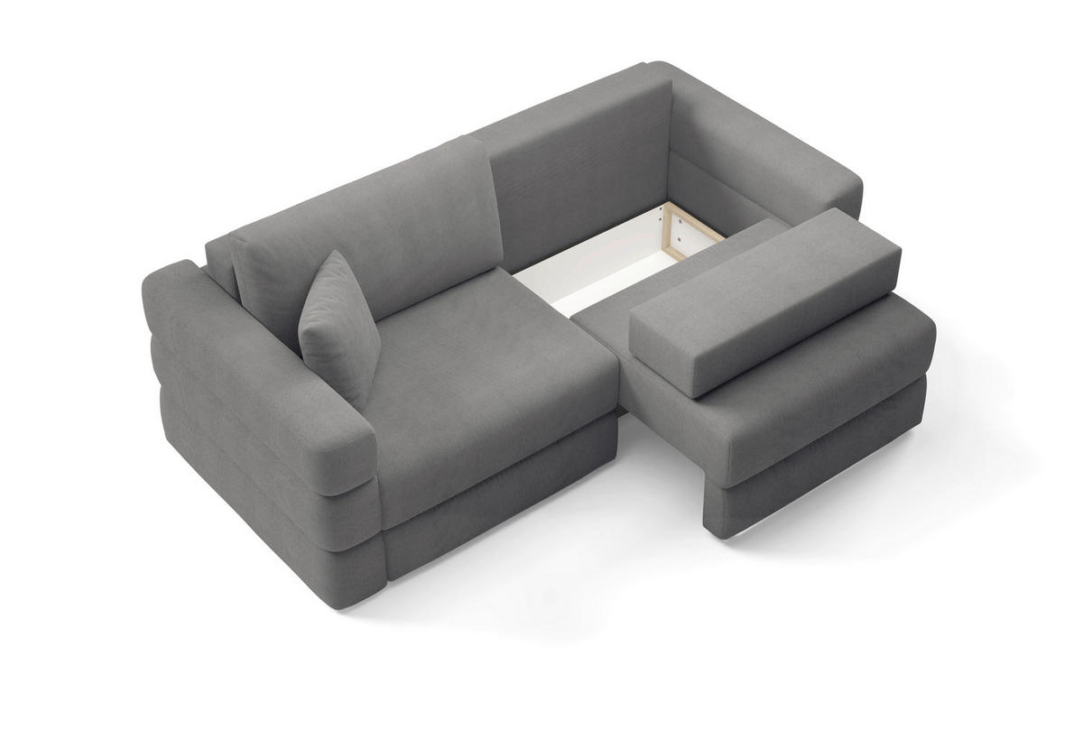 SCHLAFSOFA TERAZZO  mit Webstoff Dunkelgrau  - Dunkelgrau/Schwarz, Design, Kunststoff/Textil (254/93/167cm) - Livetastic