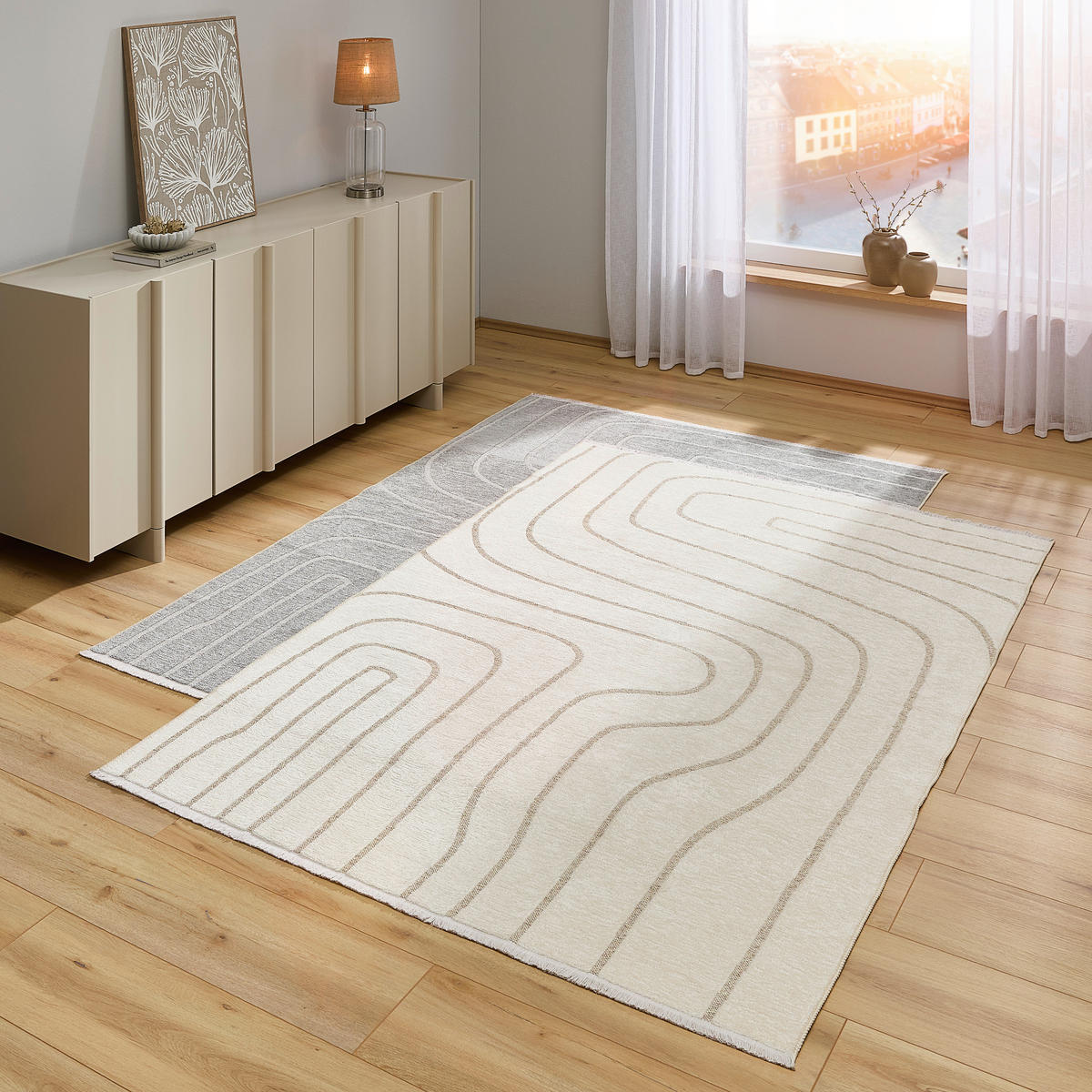 FLACHWEBETEPPICH  Wohnzimmer 80/150 cm Olivia Grau, Weiß rechteckig  - Weiß/Grau, LIFESTYLE, Textil (80/150cm) - Novel