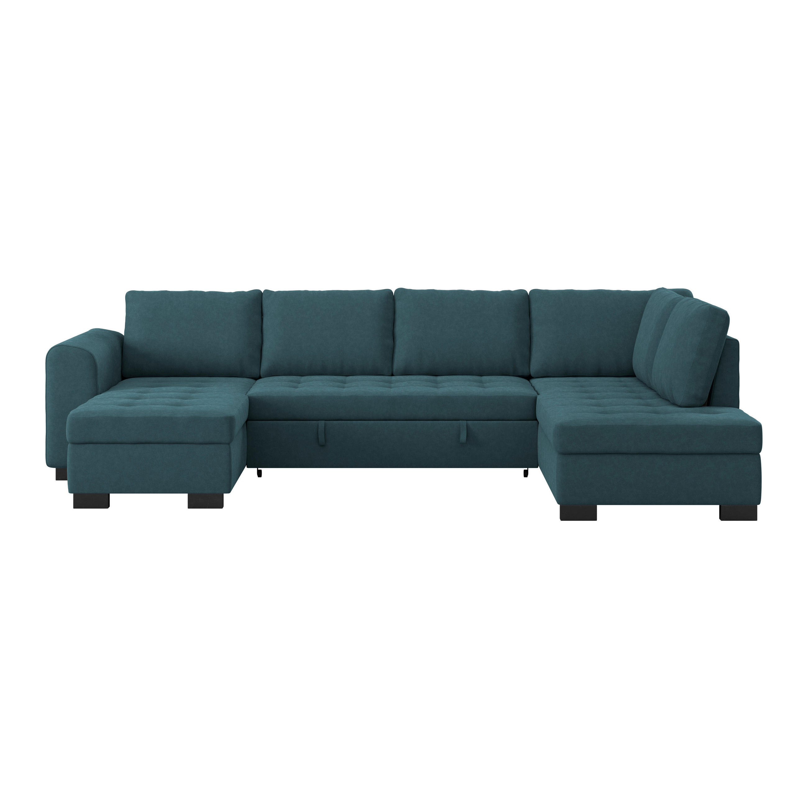 WOHNLANDSCHAFT Blau Mikrofaser  - Blau/Schwarz, MODERN, Kunststoff/Textil (155/305/178cm) - P & B