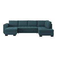WOHNLANDSCHAFT Blau Mikrofaser  - Blau/Schwarz, MODERN, Kunststoff/Textil (155/305/178cm) - P & B