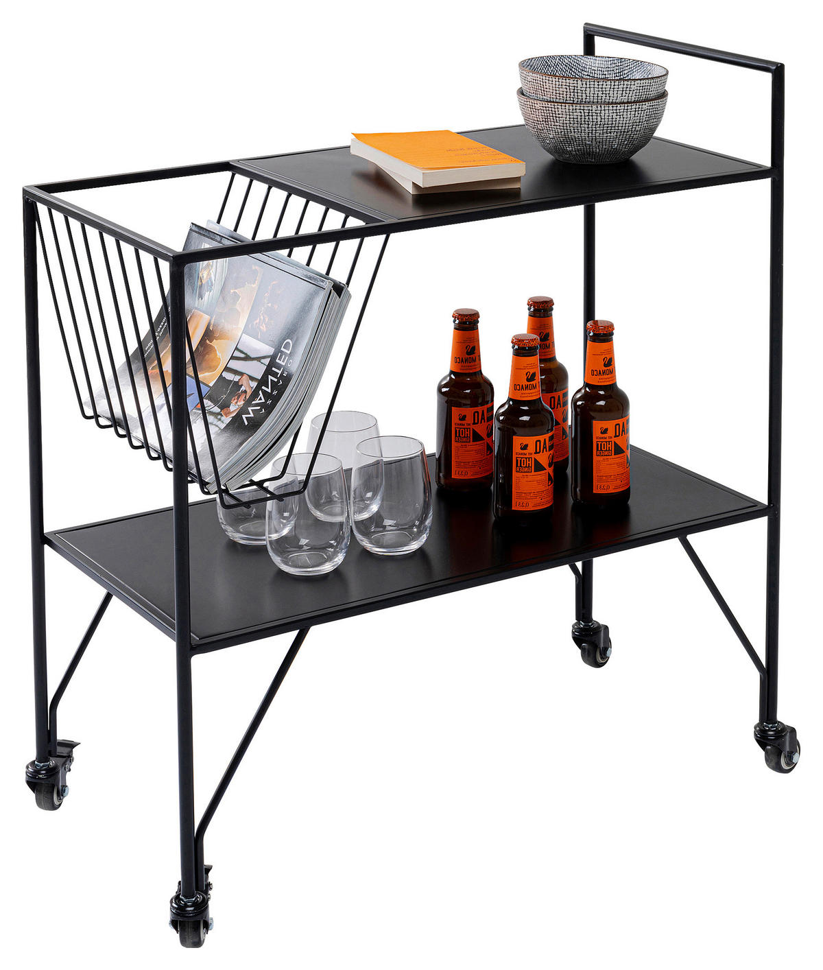 SERVIERWAGEN Schwarz  - Schwarz, Design, Kunststoff/Metall (68/33/75cm) - Kare-Design