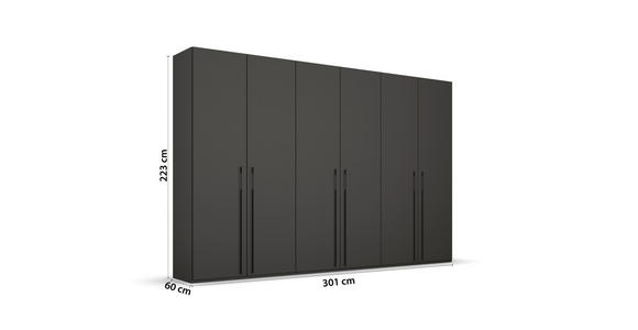 DREHTÜRENSCHRANK 301/223/60 cm 6-türig Graphitfarben - Graphitfarben, Trend, Holzwerkstoff/Metall (301/223/60cm) - Novel