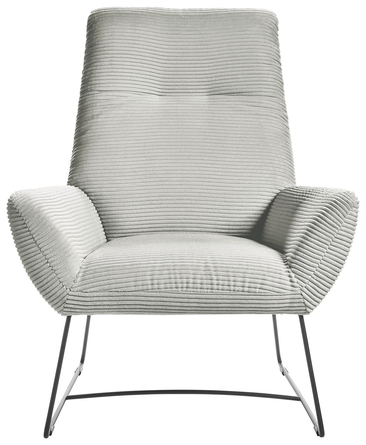 SESSEL in Cord Hellgrau  - Hellgrau/Schwarz, Design, Textil/Metall (82/102/81cm) - Hom`in