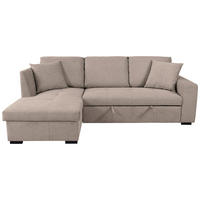 ECKSOFA LUKAS Hellbraun Struktur Zierkissen, Bettkasten  - Hellbraun, Trend, Textil (158/239cm) - P & B