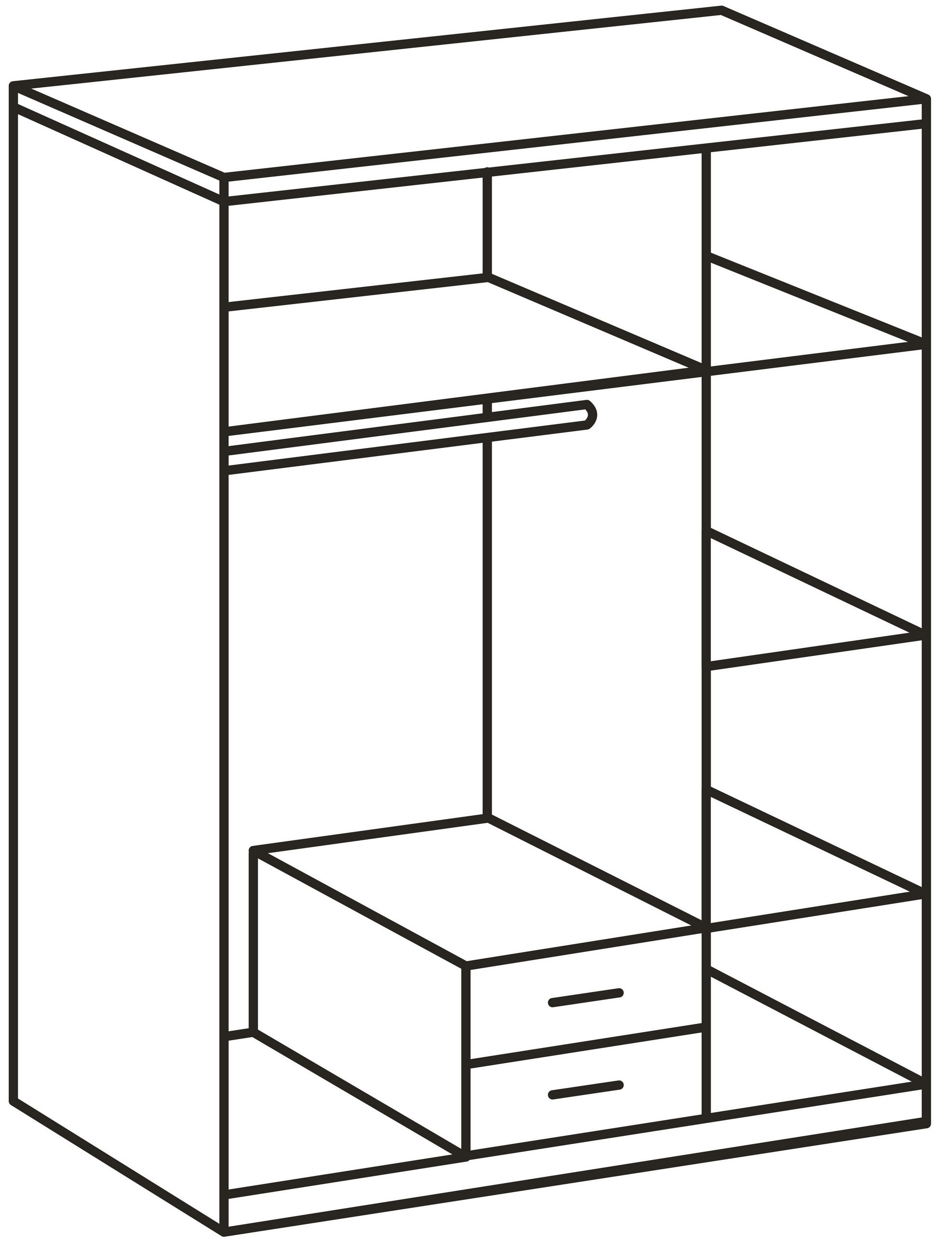 ŠATNÍ SKŘÍŇ S OTOČNÝMI DVEŘMI, barvy grafitu, barvy dubu, 135/198/58 cm - barvy dubu/barvy grafitu, Konvenční, kompozitní dřevo/plast (135/198/58cm) - MID.YOU