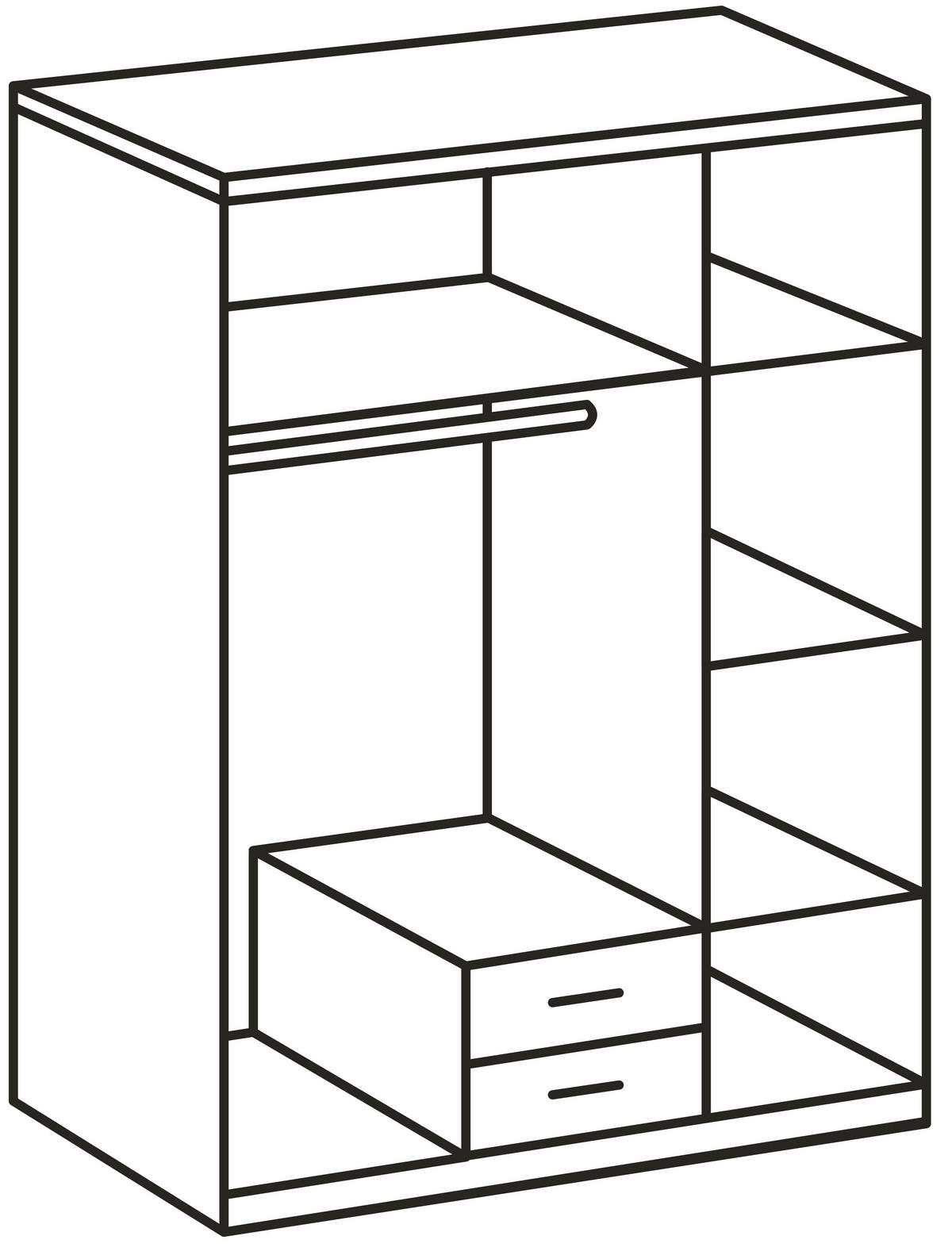 DREHTÜRENSCHRANK 3-türig Graphitfarben, Eichefarben  - Eichefarben/Graphitfarben, KONVENTIONELL, Holzwerkstoff/Kunststoff (135/198/58cm) - Livetastic