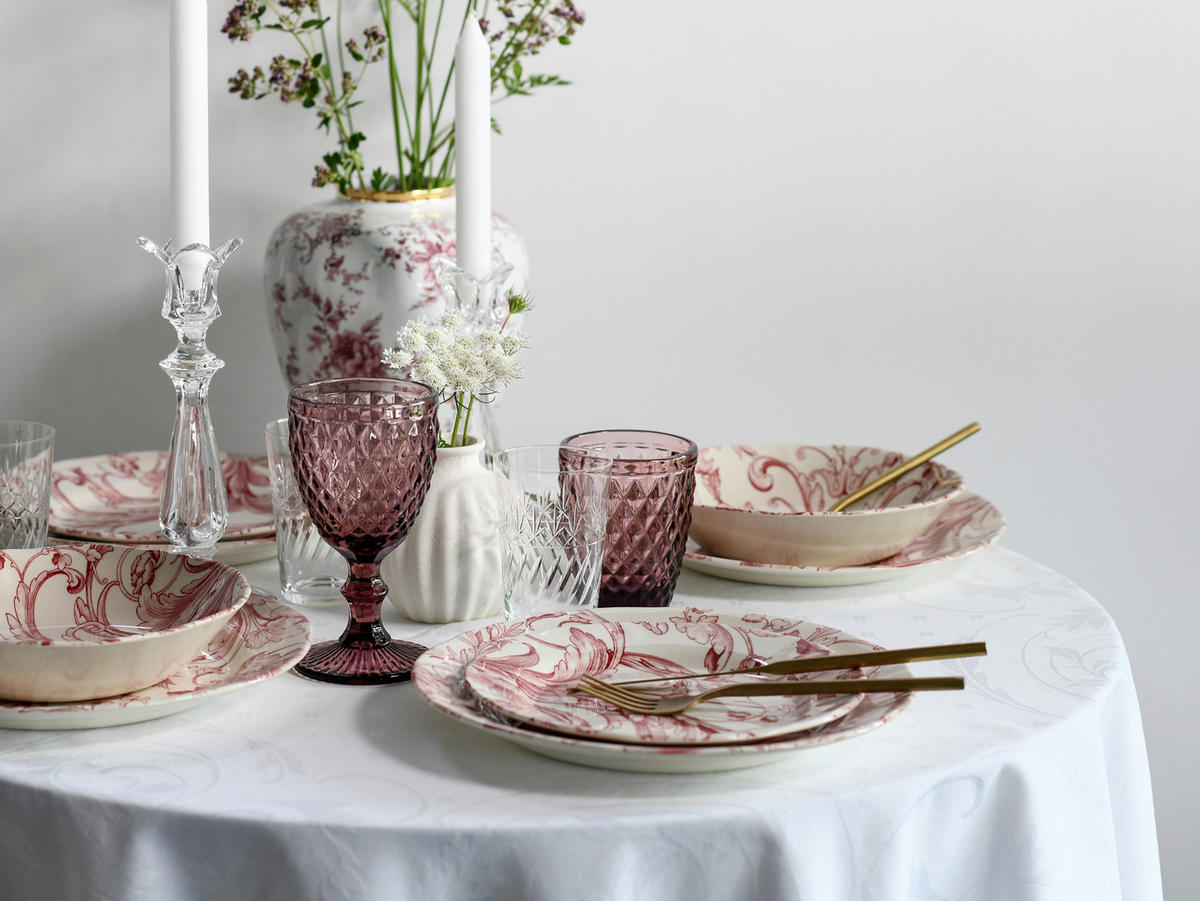 SERVIS Venecia Blue 18 delar  - vit/gammelrosa, Basics, keramik (31/30/32cm) - Creatable