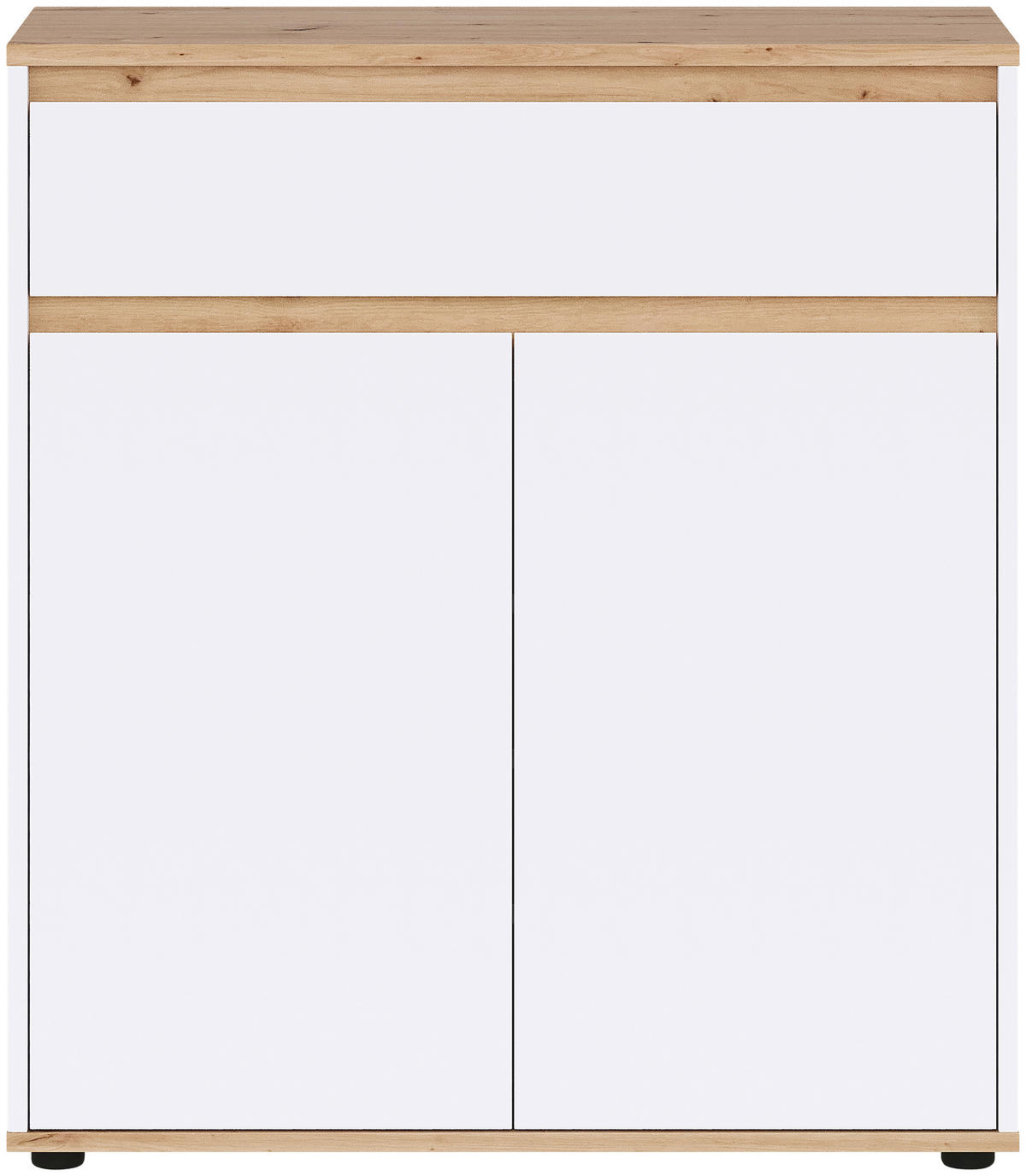 SCHUHSCHRANK Weiß, Eiche Artisan  - Schwarz/Weiß, MODERN, Holzwerkstoff (83,4/93/38cm) - Carryhome