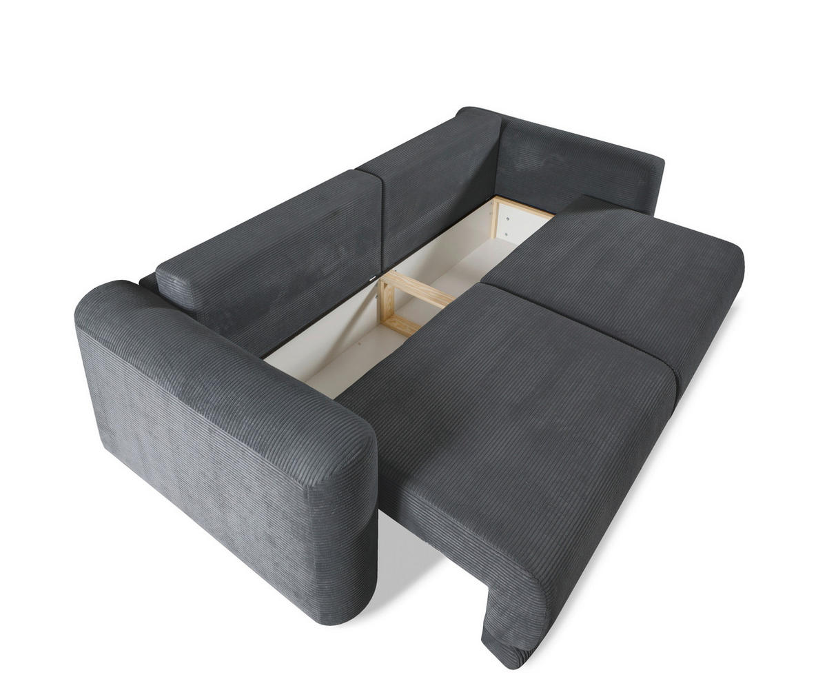 SCHLAFSOFA NORMAN  mit gerippt Grau  - Schwarz/Grau, Design, Kunststoff/Textil (252/93/167cm) - Livetastic
