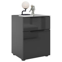 NACHTSCHRANK 45/60/40 cm  - Anthrazit/Anthrazit Hochglanz, Basics, Glas/Holzwerkstoff (45/60/40cm)