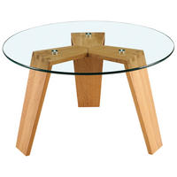 KONFERENČNÍ STOLEK, dub, čiré, přírodní barvy - čiré/přírodní barvy, Design, dřevo/sklo (70/39.5/70cm) - Livetastic