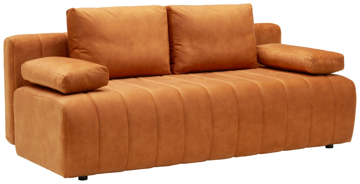 SCHLAFSOFA Velours Rostfarben  - Rostfarben/Schwarz, KONVENTIONELL, Kunststoff/Textil (194/78-87/92cm) - MID.YOU