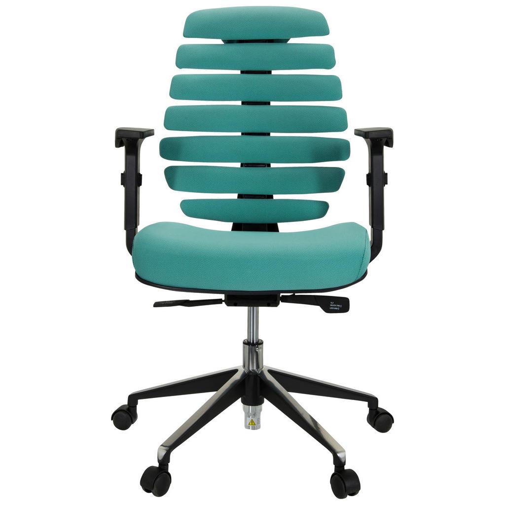 Thumbnail - Mid.you Drehstuhl, Schwarz, Türkis, Kunststoff, Textil, Drehkreuz, 65x115x50 cm, ergonomische Rückenlehne, Arbeitszimmer...