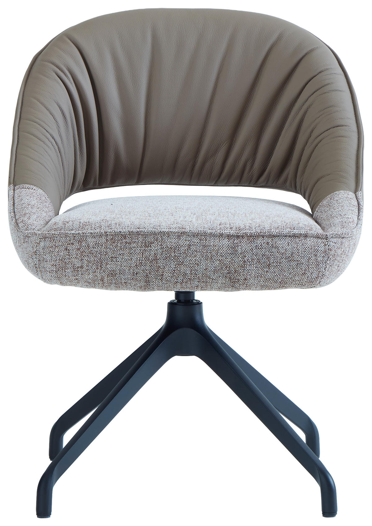 ARMLEHNSTUHL  Sitzfläche 360° drehbar, automatische Rückholfunktion Leinenoptik Echtleder  Schwarz, Hellgrau, Beige  - Beige/Hellgrau, Design, Leder/Textil (60/81/63.5cm) - Dieter Knoll