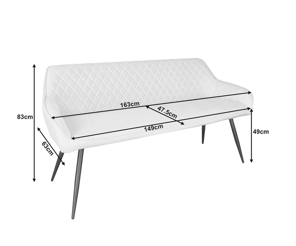 SITZBANK 163/83/63 cm Samt Beige, Schwarz  - Beige/Schwarz, Design, Textil/Metall (163/83/63cm) - Novel