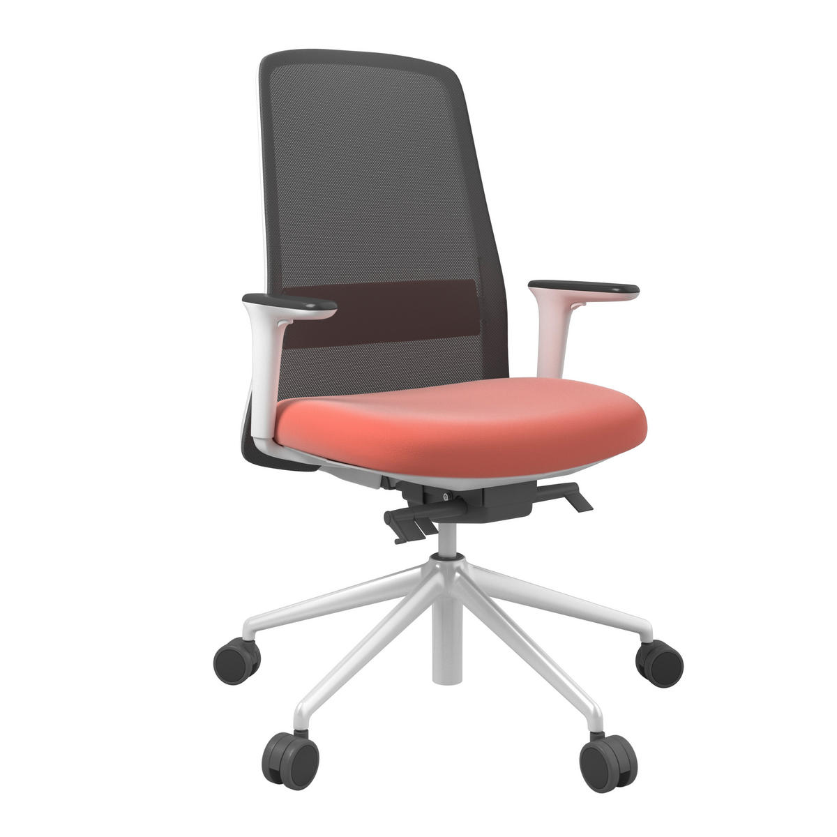 DREHSTUHL Lederlook Orange, Schwarz, Weiß  - Schwarz/Orange, MODERN, Kunststoff/Textil (70/103-115/70cm)