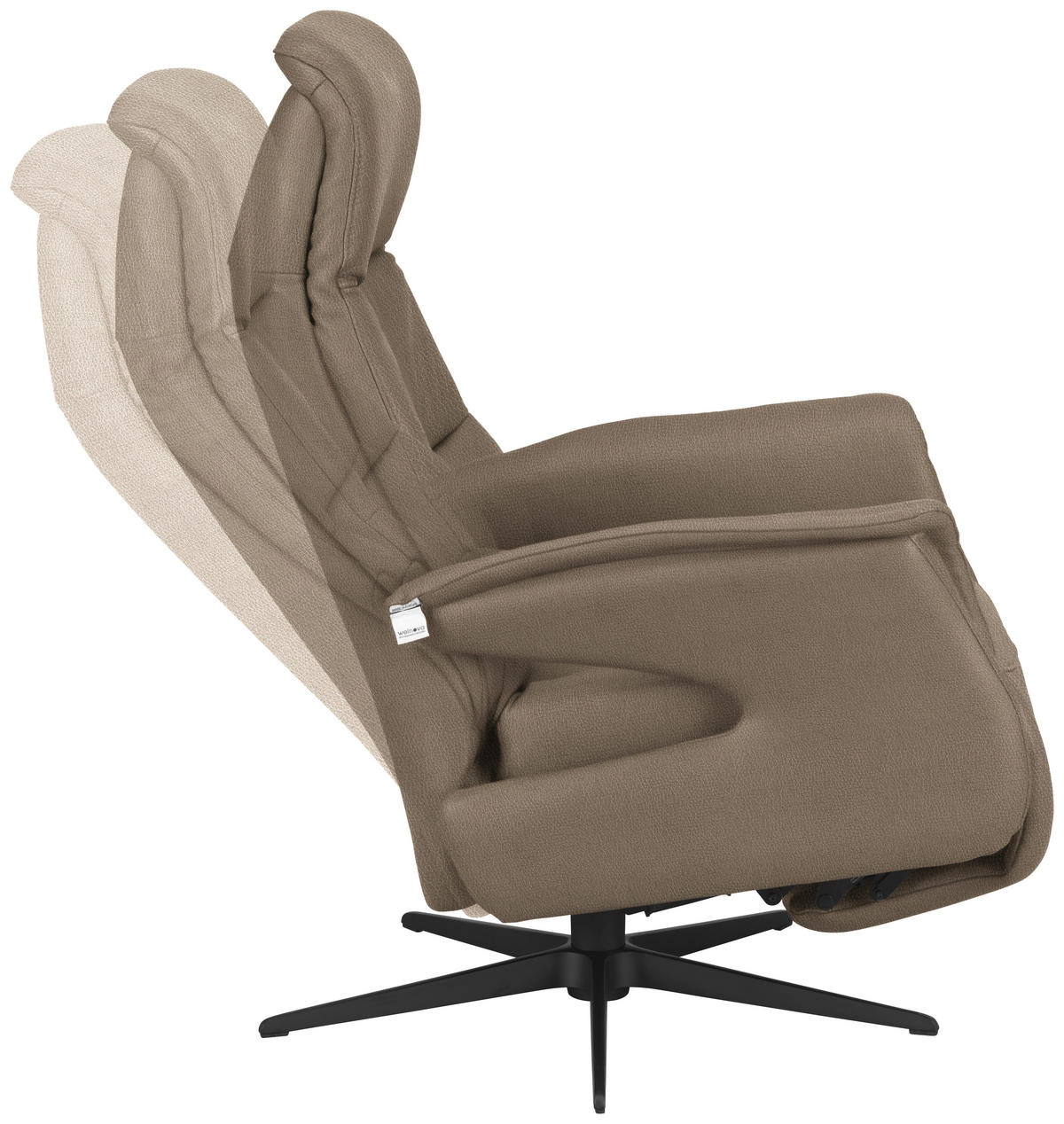 RELAXSESSEL in Leder Hellbraun  - Hellbraun/Schwarz, Design, Leder/Metall (74/105/83cm) - Welnova