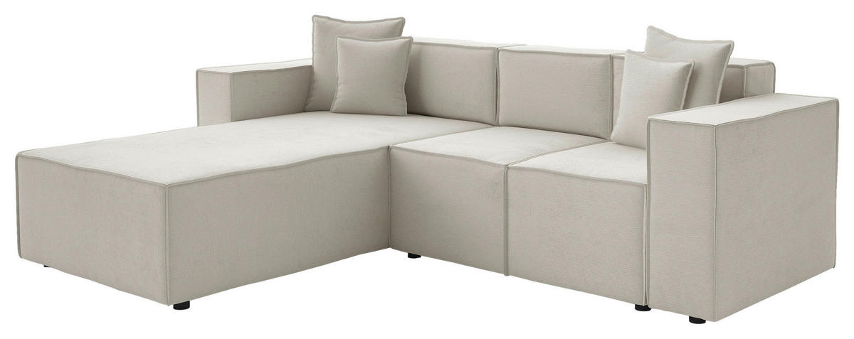 ECKSOFA  Creme Chenille  - Creme/Schwarz, MODERN, Kunststoff/Textil (180/265cm) - Milino