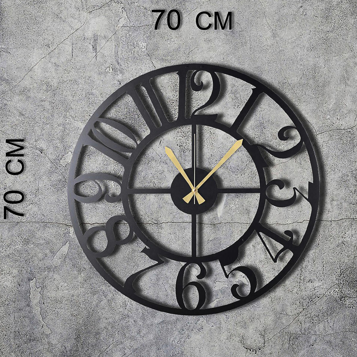 WANDUHR Schwarz 70/70/3 cm  - Schwarz, LIFESTYLE, Metall (70/70/3cm)