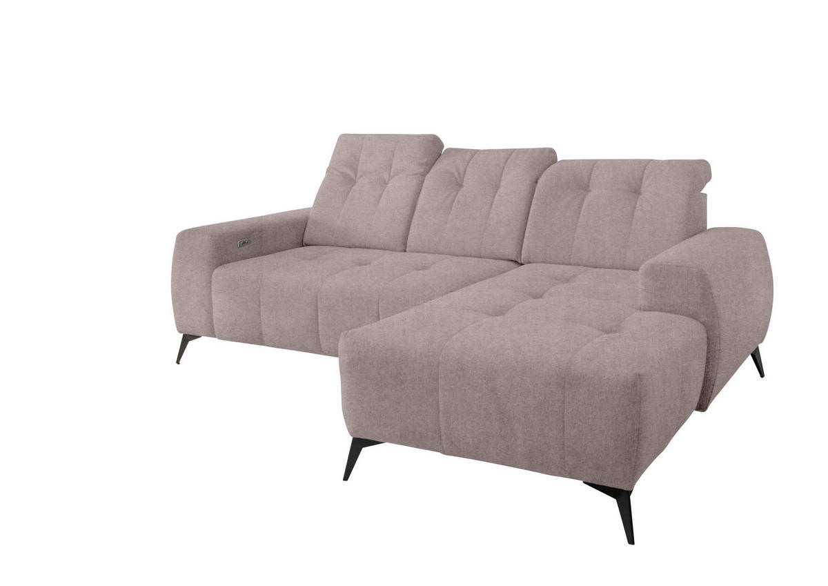 ECKSOFA in Mikrofaser Taupe  - Taupe/Schwarz, Modern, Textil/Metall (258/180cm) - Livetastic