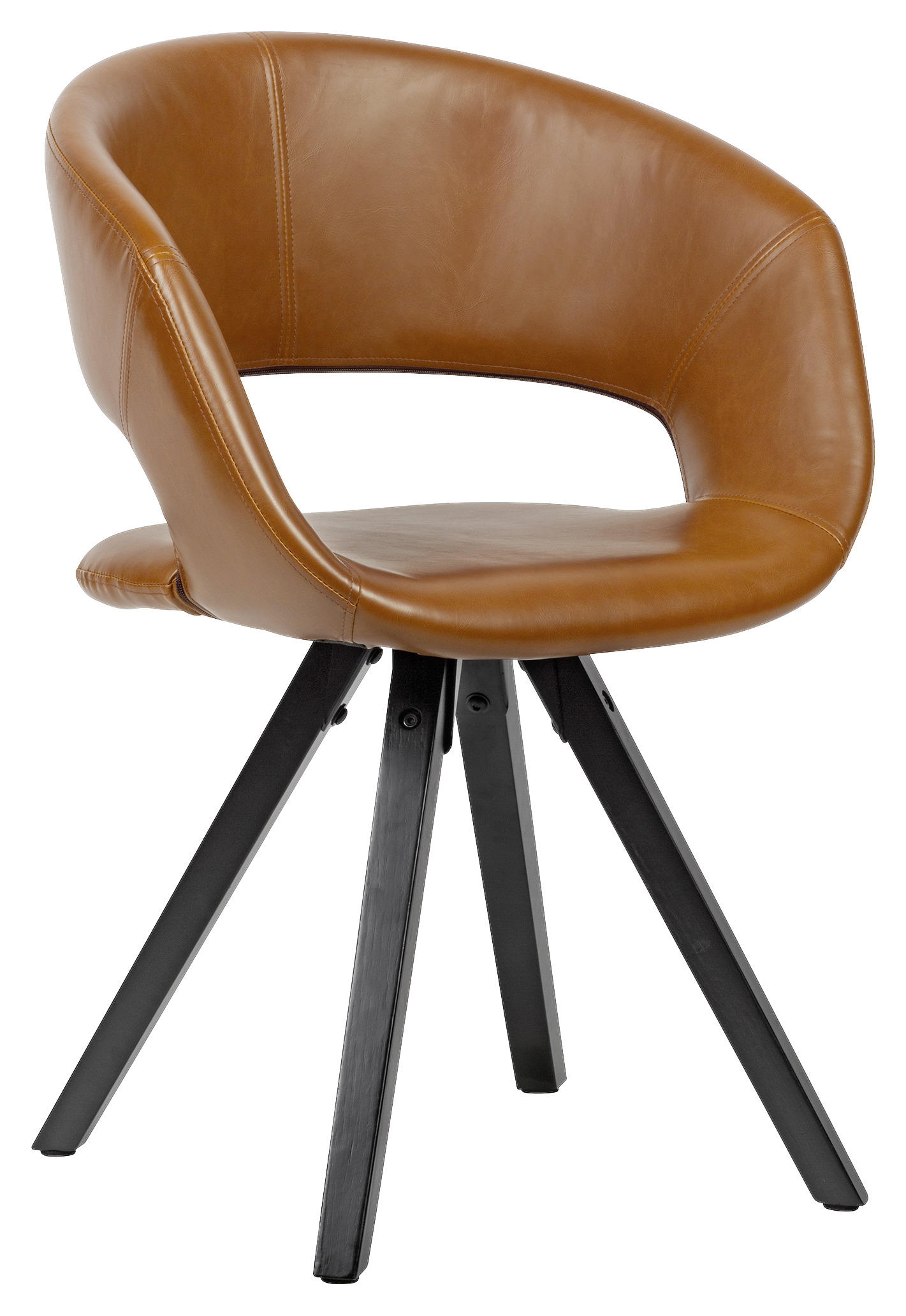 ARMLEHNSTUHL Lederlook Braun  - Schwarz/Braun, MODERN, Holz/Textil (56/80/50cm) - MID.YOU