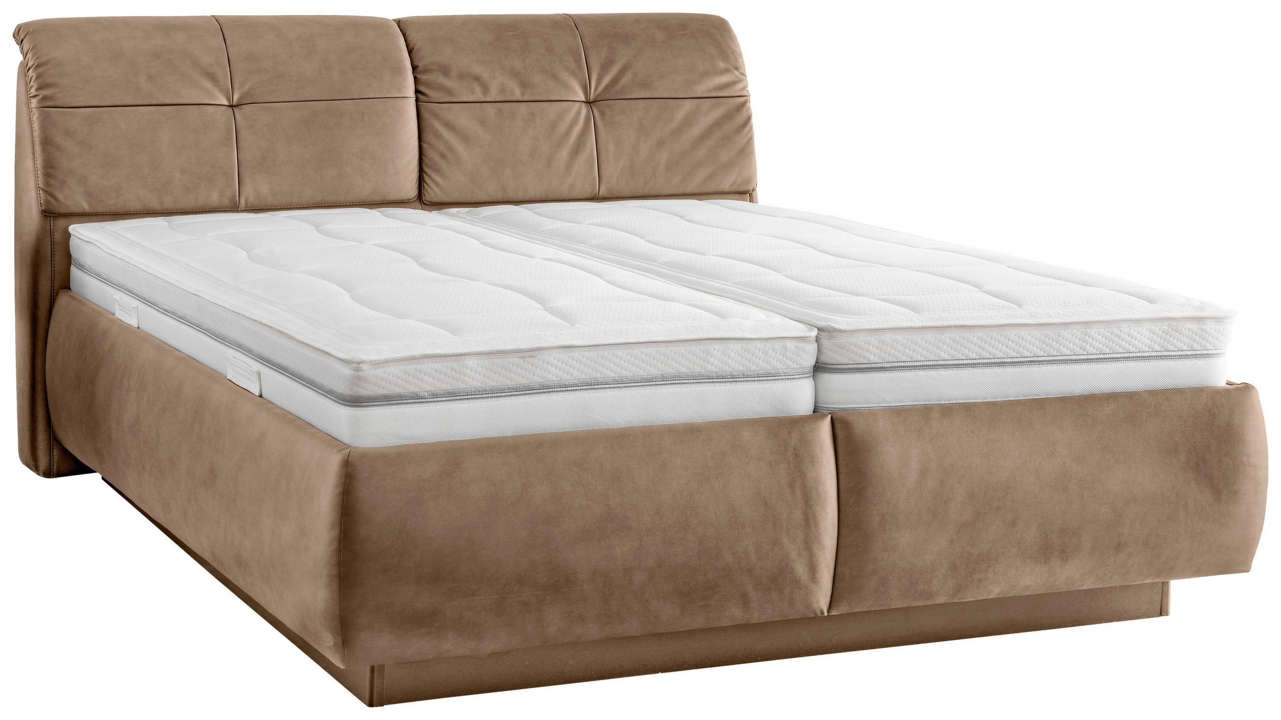 POLSTERBETT 180/200 cm  in Hellbraun  - Hellbraun/Weiss, Konventionell, Holz/Holzwerkstoff (180/200cm) - Beldomo - Sleep