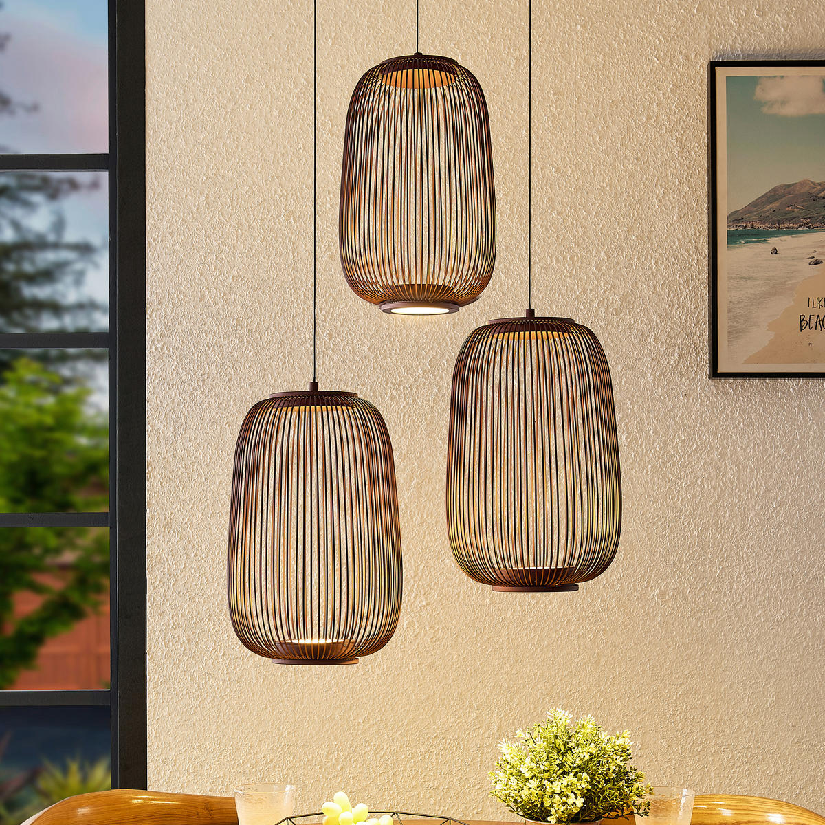 LED-HÄNGELEUCHTE Cage 40/50-150 cm  - Kupferfarben, Design, Kunststoff/Metall (40/50-150cm) - Dieter Knoll