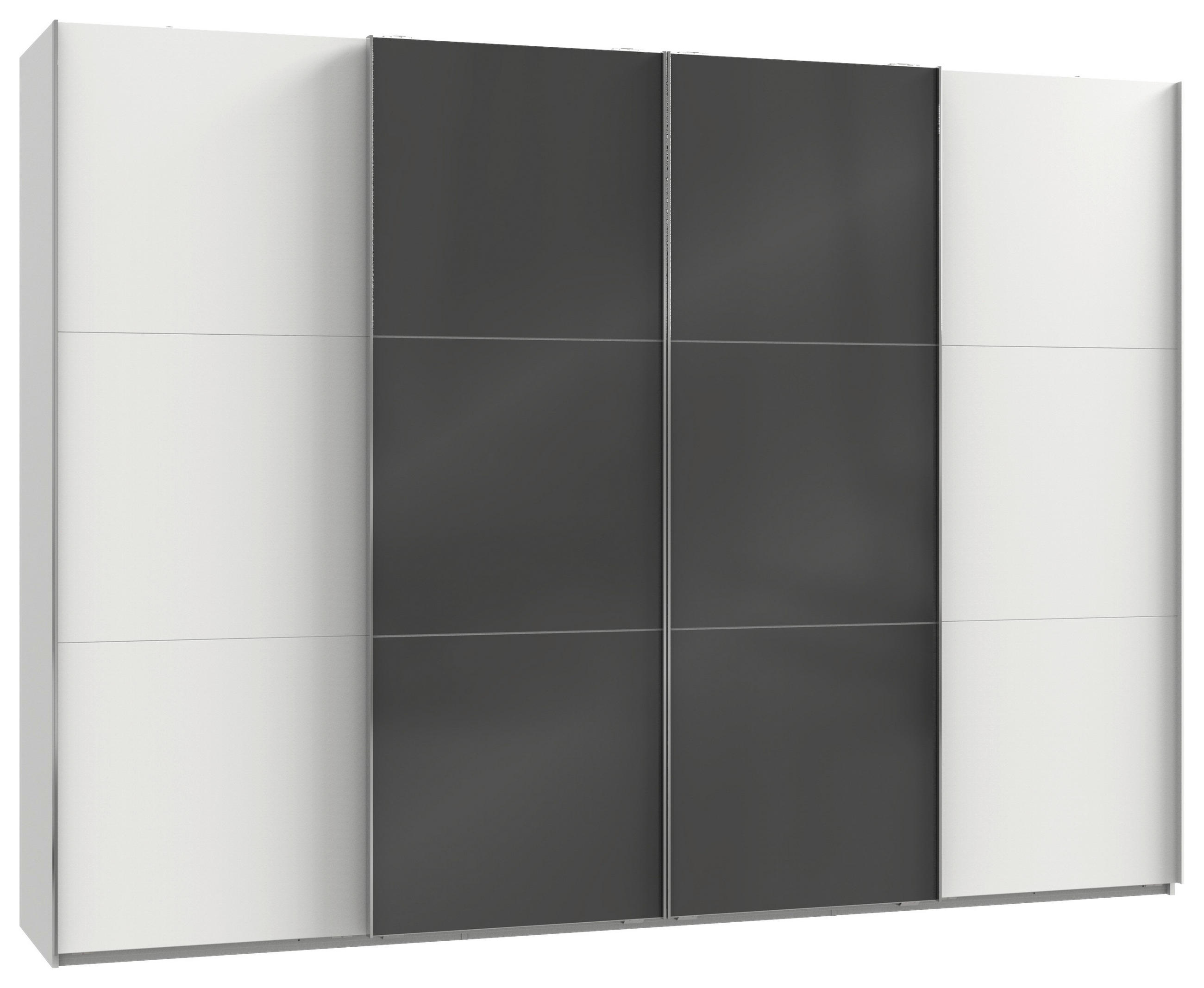 SCHWEBETÜRENSCHRANK in Grau, Weiss  - Chromfarben/Weiss, Modern, Holzwerkstoff (300/216/65cm) - MID.YOU