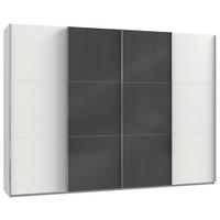 SCHWEBETÜRENSCHRANK 300/216/65 cm 4-türig Grau, Weiß  - Chromfarben/Weiß, MODERN, Holzwerkstoff (300/216/65cm) - MID.YOU
