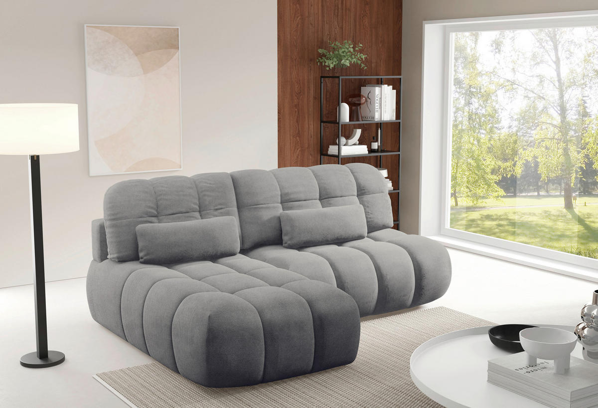 ECKSOFA TARANTO Dunkelgrau Webstoff  - Dunkelgrau/Schwarz, Design, Kunststoff/Textil (172/225cm) - Livetastic