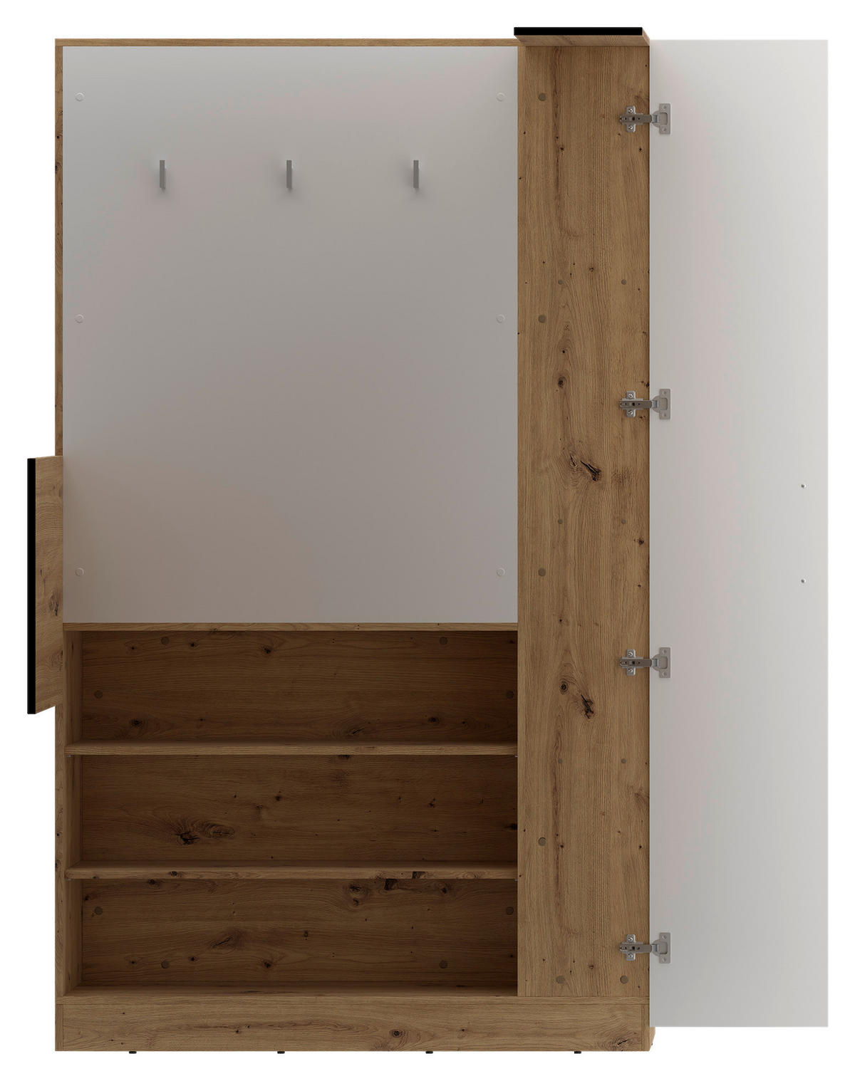 ECKSCHRANK 150/205/120 cm Weiß, Eiche Artisan  - Alufarben/Weiß, MODERN, Holzwerkstoff (150/205/120cm) - Ondega