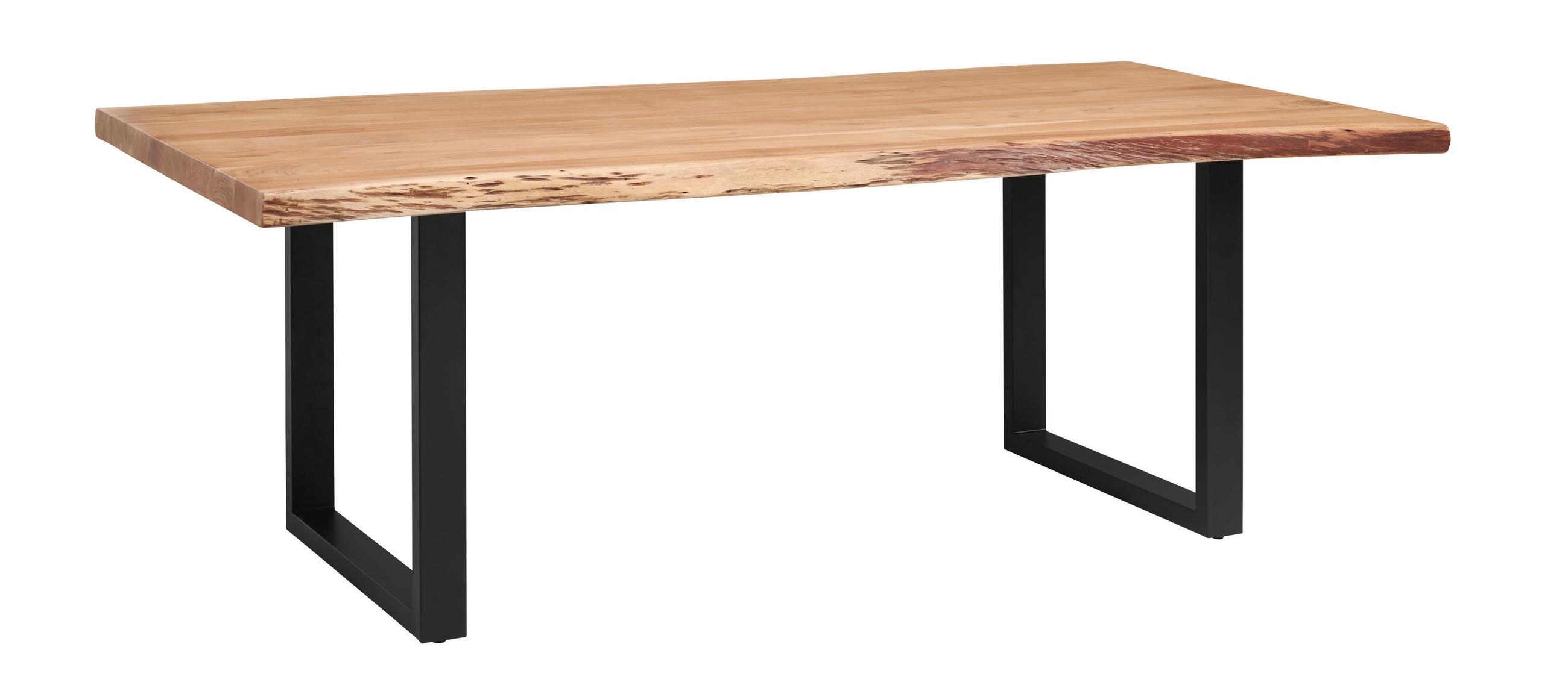 ESSTISCH 220/100/76 cm Echtholz  Holz, Metall gastro- und objekttauglich rechteckig Schwarz, Akaziefarben  - Schwarz/Akaziefarben, MODERN, Holz/Metall (220/100/76cm) - P & B