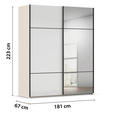 SCHWEBETÜRENSCHRANK  in Champagner  - Champagner/Schwarz, KONVENTIONELL, Glas/Holzwerkstoff (181/223/68cm) - Novel