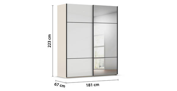 SCHWEBETÜRENSCHRANK in Champagner - Champagner/Schwarz, KONVENTIONELL, Glas/Holzwerkstoff (181/223/68cm) - Novel
