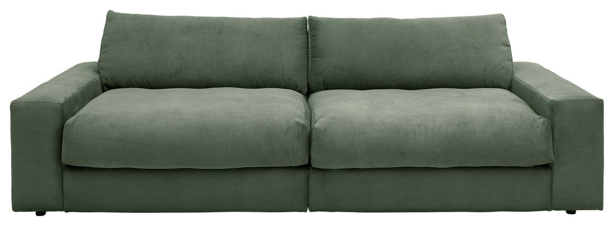 3-SITZER-SOFA KAMIL Cord Grün  - Schwarz/Grün, MODERN, Textil (298/95/122cm) - Livetastic