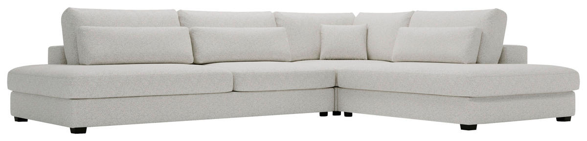 ECKSOFA in Plüsch, Bouclé Beige  - Beige/Schwarz, Design, Kunststoff/Textil (332/244cm) - Livetastic