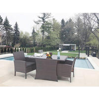 BALKONSET  3-teilig  - Schwarz/Braun, Design, Glas/Kunststoff - Livetastic