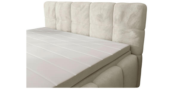 BOXBETT 160/200 cm,  in Beige, gepolstertes Kopfteil, Bettkasten, Topper, Matratzen, H3 + H3 = fest  - Beige/Schwarz, MODERN, Kunststoff/Textil (160/200cm) - Xora