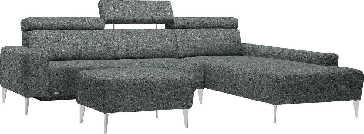 ECKSOFA  in Mikrovelours Graugrün  288/205 cm  - Alufarben/Graugrün, Design, Textil (288/205cm) - Sedda