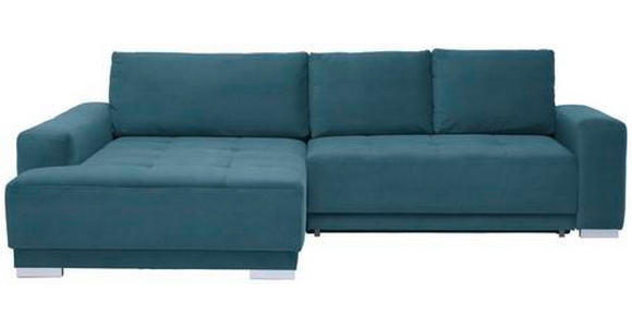 ECKSOFA in Samt Blau  - Blau/Silberfarben, Design, Holz/Textil (195/293cm) - Cantus