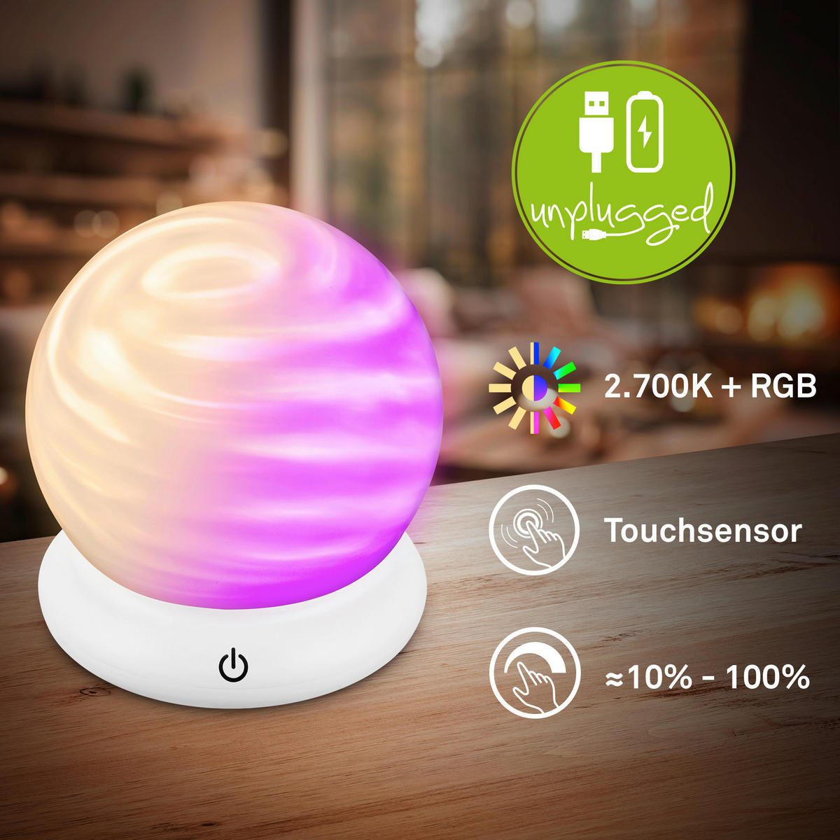 LED ASZTALI LÁMPA - fehér, Basics, műanyag (20/20/2cm)