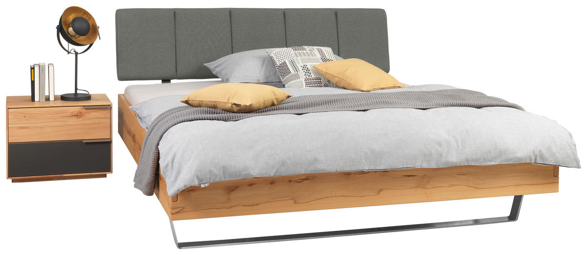 BETT 180/200 cm  in Buchefarben, Grau  - Anthrazit/Buchefarben, KONVENTIONELL, Holz/Textil (180/200cm) - Valnatura