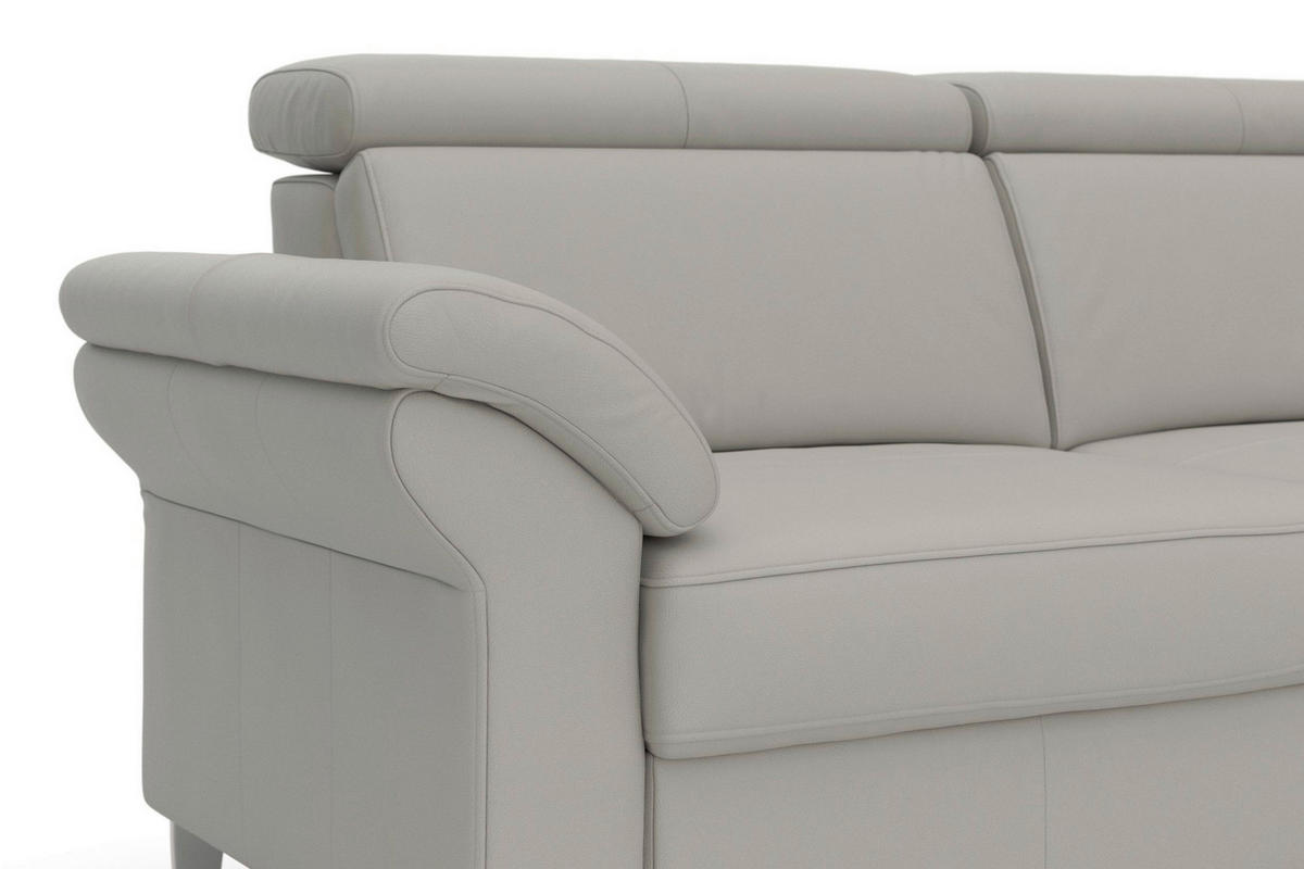 3-SITZER-SOFA ARNGAST E Echtleder Hellgrau  - Chromfarben/Hellgrau, Basics, Leder/Metall (186/84/93cm) - Sit & More
