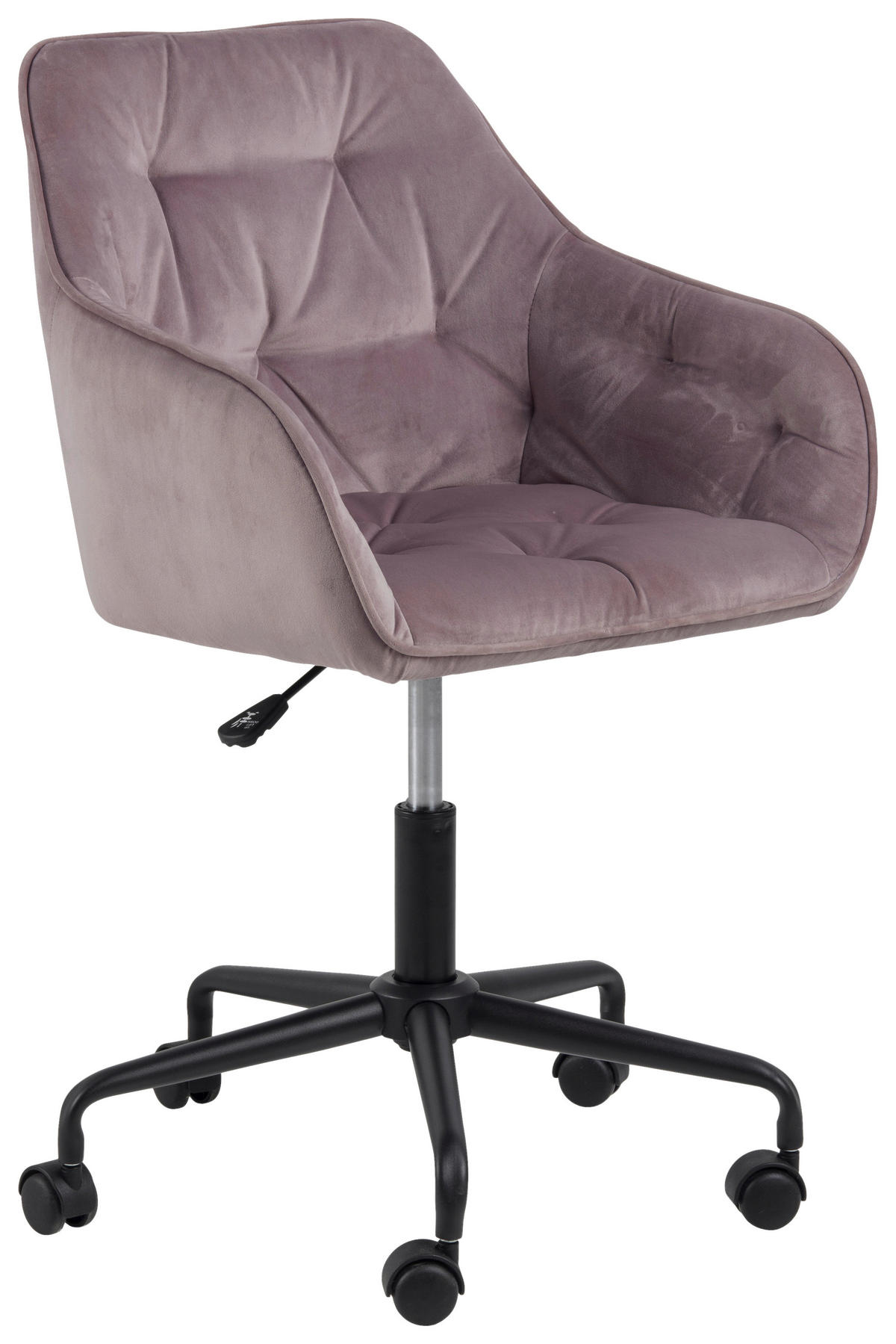 DREHSTUHL  in Samt Rosa, Schwarz  - Schwarz/Rosa, Trend, Textil/Metall (59/92/58,5cm) - Carryhome