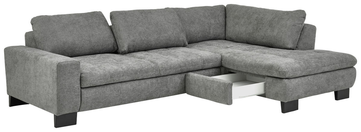 HÖRNSOFFA i chenille grå  - svart/grå, Modern, metall/textil (289/84/197cm) - Livetastic