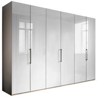 KLEIDERSCHRANK 300/236/58 cm,  in Grau, Weiß, 6-türig  - Schieferfarben/Weiß, KONVENTIONELL, Glas/Holzwerkstoff (300/236/58cm) - Novel