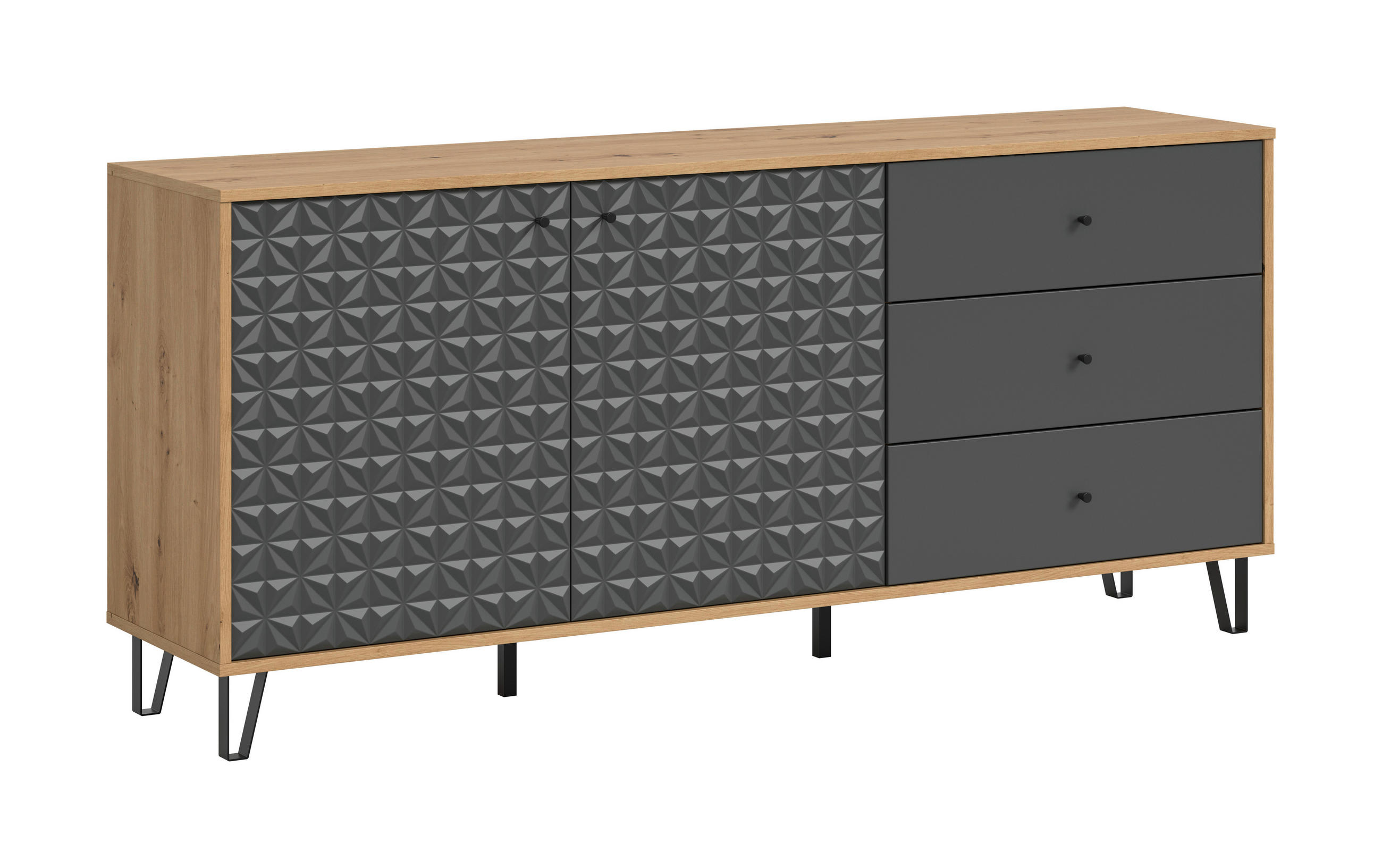 SIDEBOARD  in 170/76/40 cm  - Anthrazit/Schwarz, Design, Holzwerkstoff/Kunststoff (170/76/40cm) - Livetastic