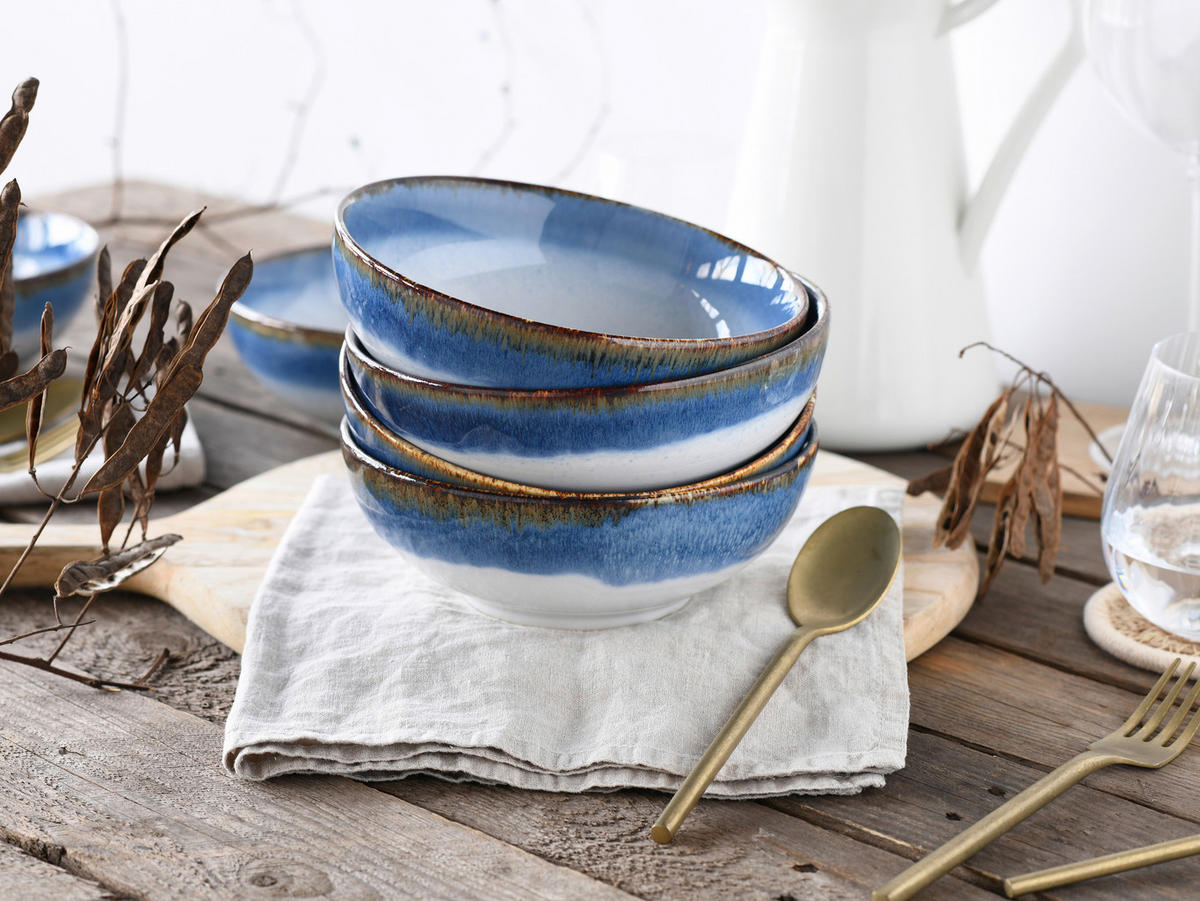 SCHÜSSELSET Cascade 6-teilig  - Blau, Design, Keramik - Creatable